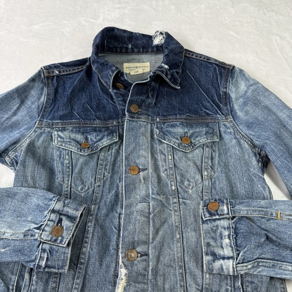 Ralph Lauren Denim & Supply Distressed Rip & Jean Jacket Womens Medium 2 Tone - Picture 2 of 16